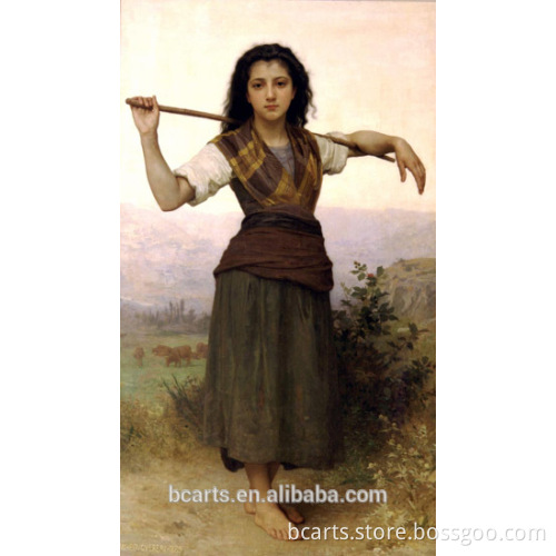 Famous art painting The Shepherdess by WilliamAdolphe Bouguereau